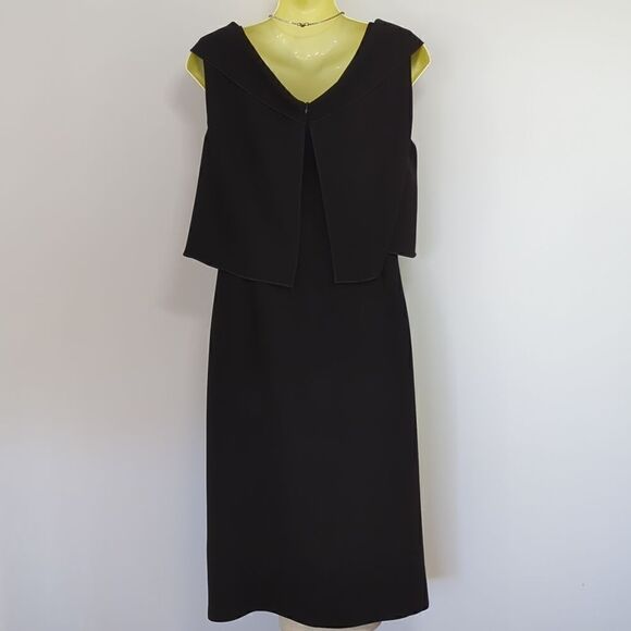 Escada Dress "Dayla" Black Sheath Attached Shrug Escada 38 NWT U.S.Sm - Picture 7 of 11